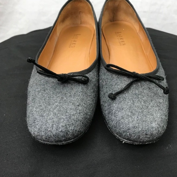 Ralph Lauren Gray Wool Leather Ballet Flats 9.5M - Picture 2 of 8
